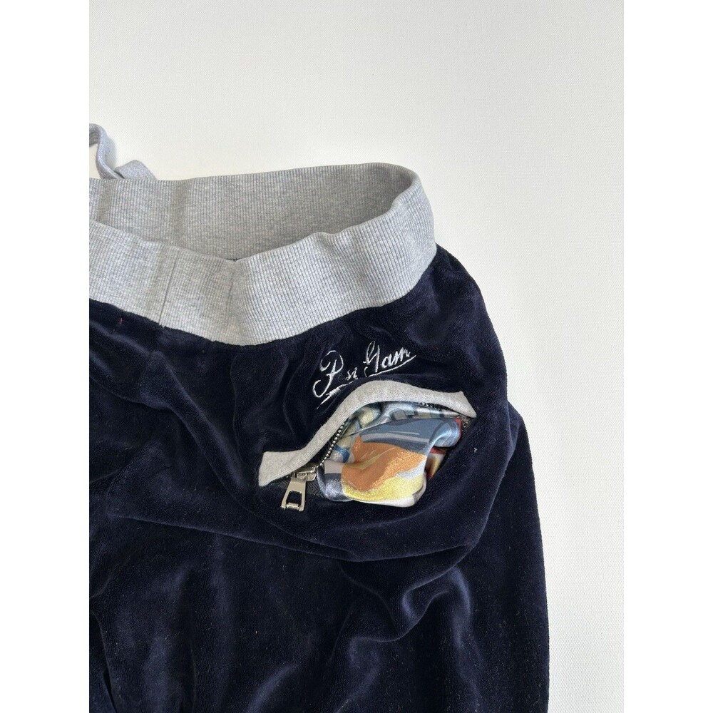 Post Game Blue Velour Joggers Size Large Zip Ankle Drawstring Pants *READ - Picture 13 of 16